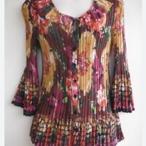 Signature by Larry Levine Multicolor Pleated Blouse